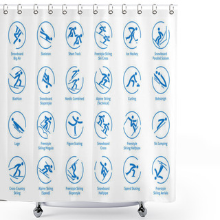 Personality  Winter Sports Icons Set Shower Curtains