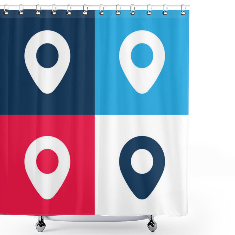 Personality  Airport Placeholder Blue And Red Four Color Minimal Icon Set Shower Curtains