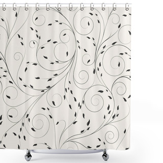Personality  Thin Curly Floral Lines With Leaves Vector Pattern. Shower Curtains
