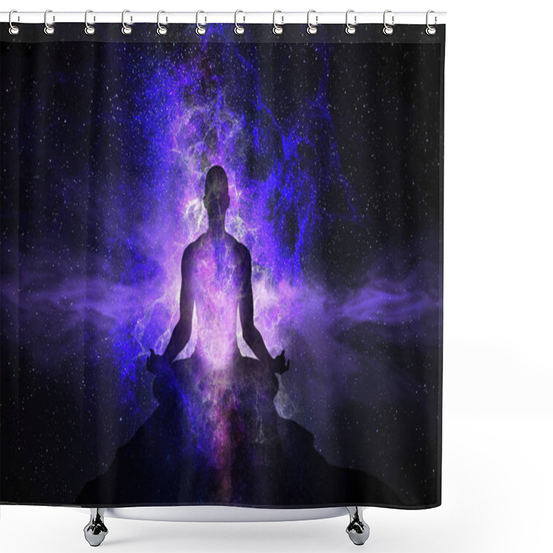 Personality  Silhouette of man with the universe inside him shower curtains