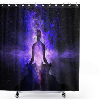 Personality  Silhouette Of Man With The Universe Inside Him Shower Curtains