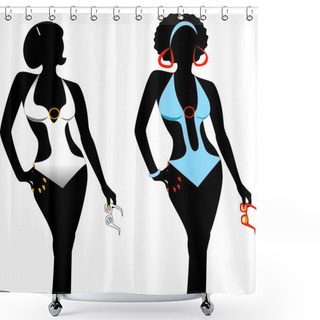 Personality  Swimsuit Silhouette Women Shower Curtains