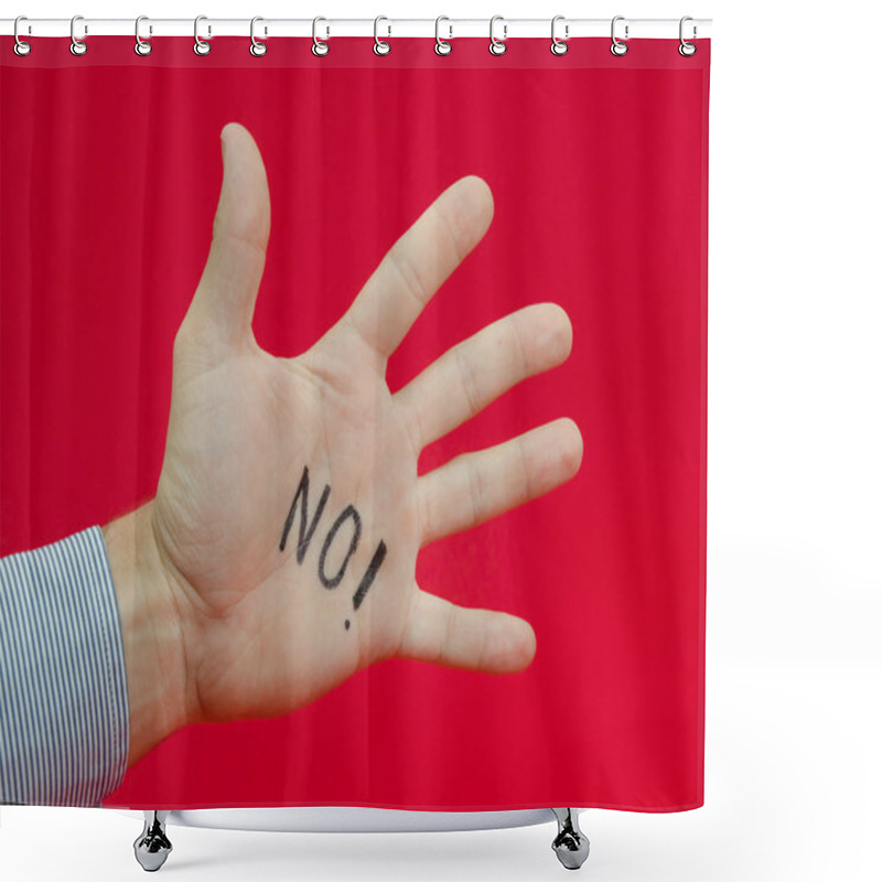 Personality  Talk to the hand or saying no to something suggested by a busine shower curtains