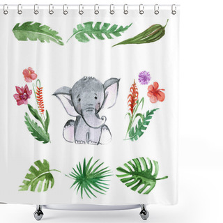 Personality  Cute Baby Elephant Animal For Kindergarten, Nursery, Children Clothing, Pattern Shower Curtains