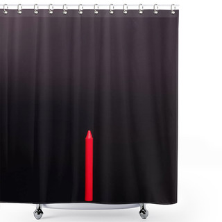 Personality  Top View Of Red Crayon On Black Background Shower Curtains