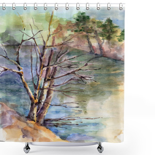 Personality  River Landscape Shower Curtains