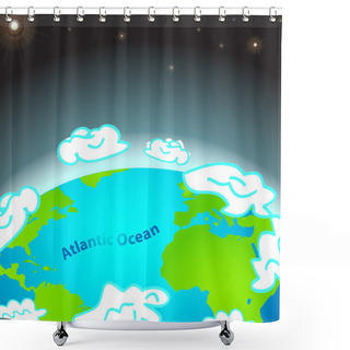 Personality  Illustration Of Atlantic Ocean On Earth Shower Curtains