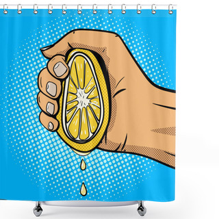 Personality  Hand Squeeze Lemon Pop Art Comic Book Style Vector Shower Curtains