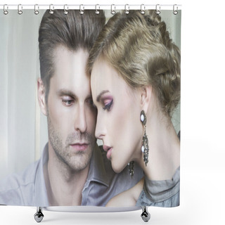 Personality  Gorgeous Blonde And Handsome Man Shower Curtains