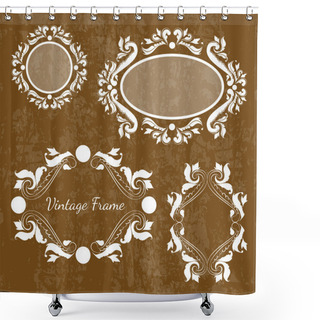 Personality  Set Of Vector Vintage Frames Shower Curtains
