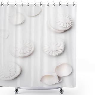 Personality  Top View Of Delicious Zefir On White Surface Shower Curtains