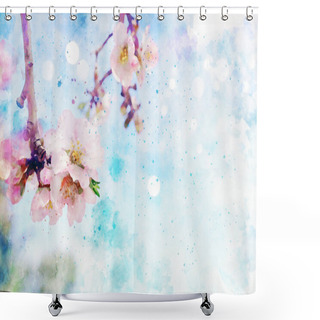 Personality  Watercolor Style And Abstract Image Of Cherry Tree Flowers Shower Curtains