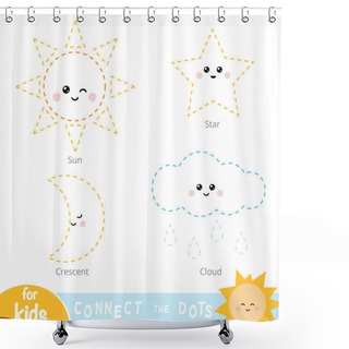 Personality  Connect The Dots, Education Game For Children. Set Of Nature Ite Shower Curtains