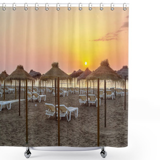 Personality  Beach In Torremolinos, Spain Shower Curtains
