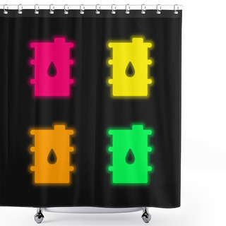 Personality  Barrel Four Color Glowing Neon Vector Icon Shower Curtains