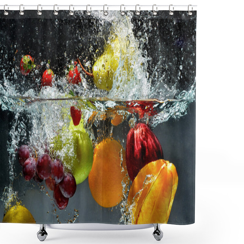 Personality  Fresh Fruit splashing into water shower curtains