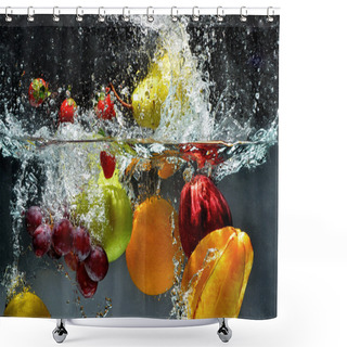 Personality  Fresh Fruit Splashing Into Water Shower Curtains