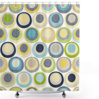 Personality  Seamless Childish Abstract Colorful Round Circle Dots Pattern On White Background. Shower Curtains