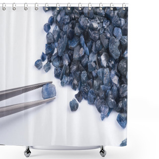 Personality  Raw, Uncut And Rough Blue Sapphire Crystals. Shower Curtains