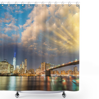 Personality  Amazing Panoramic View Of Lower Manhattan At Sunset From Brookly Shower Curtains