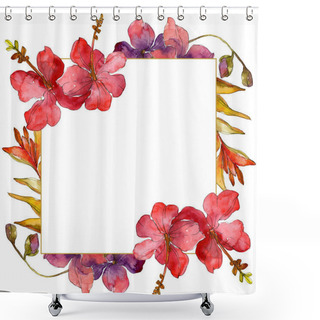 Personality  Flowers Isolated On White. Watercolor Background Illustration Set. Frame Border Ornament With Copy Space. Shower Curtains