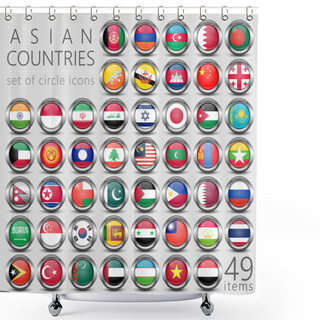 Personality  Asian Flags. Metal Circle Icons Shower Curtains