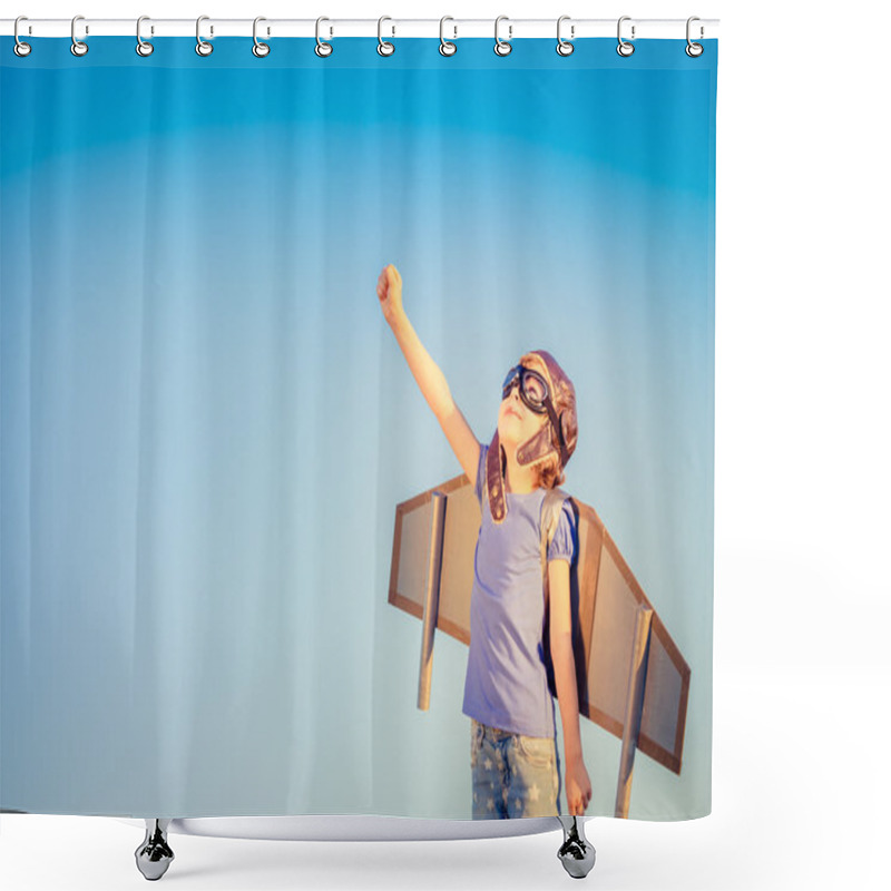 Personality  Happy Child Playing Outdoors Shower Curtains