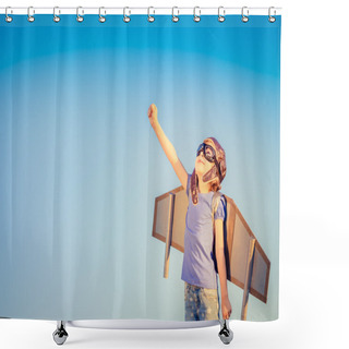 Personality  Happy Child Playing Outdoors Shower Curtains