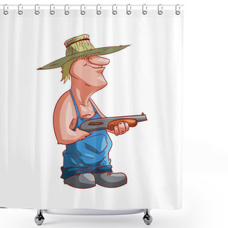 Personality  Cartoon Farmer Or Redneck Shower Curtains