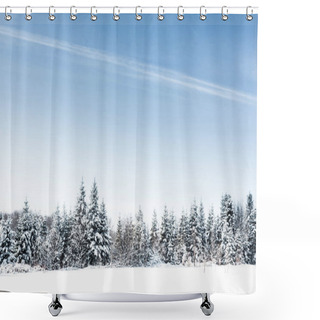 Personality  Scenic View With Clear Blue Sky And Snowy Trees In Carpathians Shower Curtains