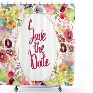 Personality  Bouquets With Flowers And Fruits. Watercolor Background Illustration Set. Frame Border Ornament Square. Shower Curtains