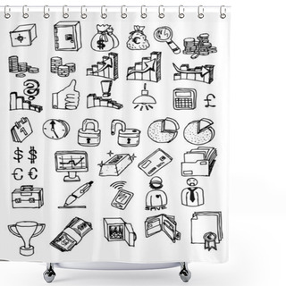 Personality  Hand Draw Bank Icon Shower Curtains