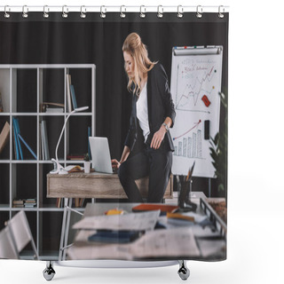 Personality  Businesswoman Working In Office Shower Curtains