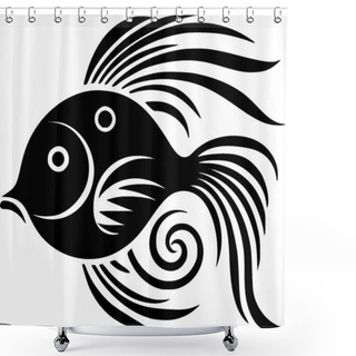 Personality  Fish - Black And White Vector Illustration Shower Curtains