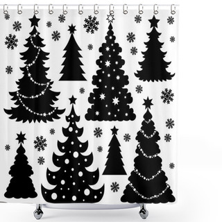 Personality  Christmas Tree Silhouette Theme 1 Shower Curtains