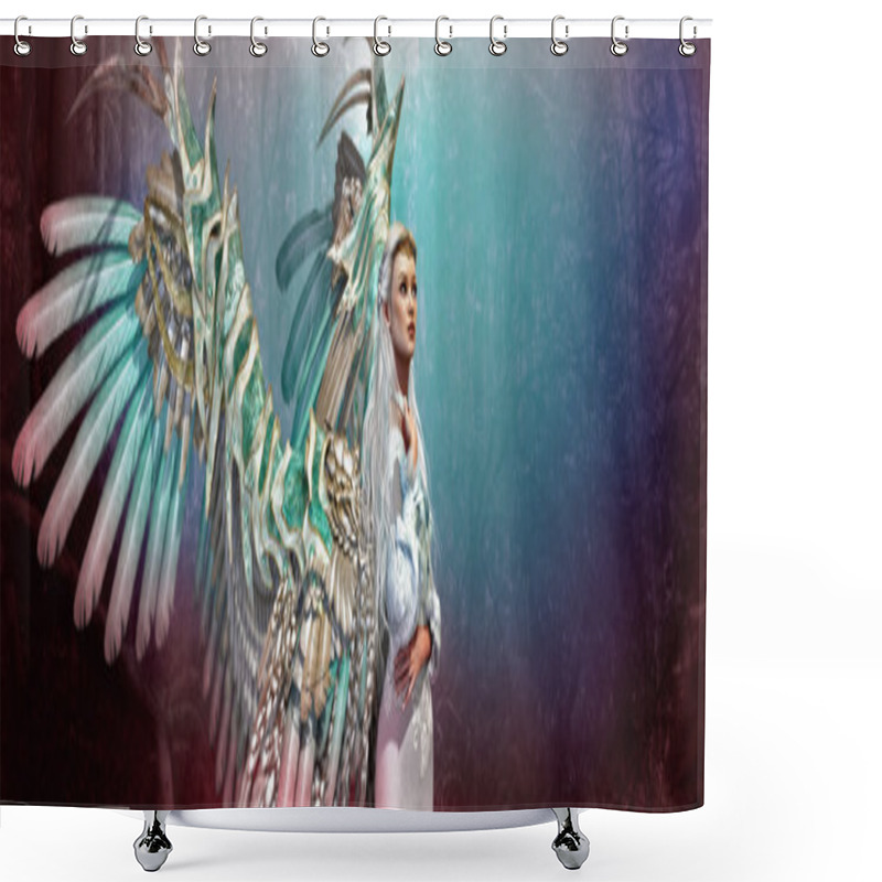 Personality  Light Angel 3d CG Shower Curtains