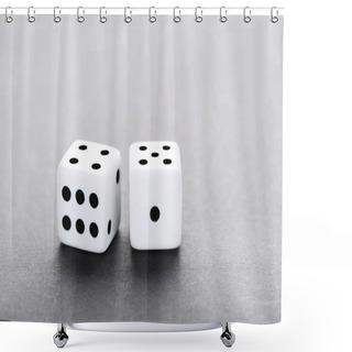 Personality  Dice On Grey Background Shower Curtains