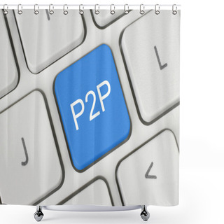 Personality  Blue P2P (Peer To Peer) Button Shower Curtains