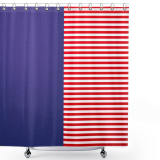 Personality  Top View Of Red Striped And Blue Dotted Templates For Background Shower Curtains