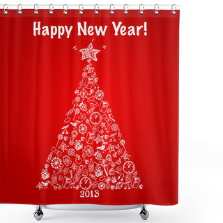 Personality  Abstract Vector Christmas Tree. Shower Curtains