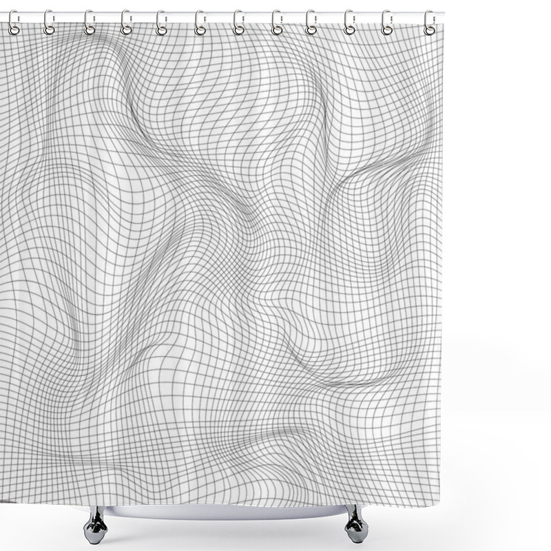 Personality  Distorted Wave Monochrome Texture. Shower Curtains