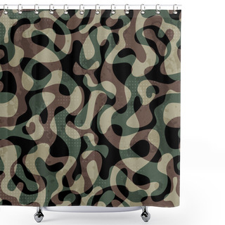 Personality  Camouflage Seamless Pattern With Grunge Effect Shower Curtains