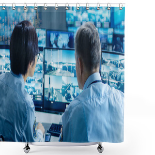 Personality  In The Security Control Room Two Officers Monitoring Multiple Screens For Suspicious Activities, They Report Any Unauthorised Activities With Walkie-Talkie. They  Guard Object Of National Importance. Shower Curtains