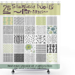 Personality  Set Of Seamless Doodle Patterns Shower Curtains