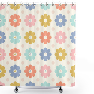 Personality  Floral Pattern Background Design. Vector Stylized Geometric Flower Seamless Repeat Ideal For Child And Baby Projects. Shower Curtains