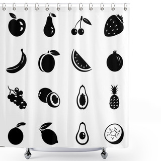 Personality  Set Of Fruit Icons Shower Curtains