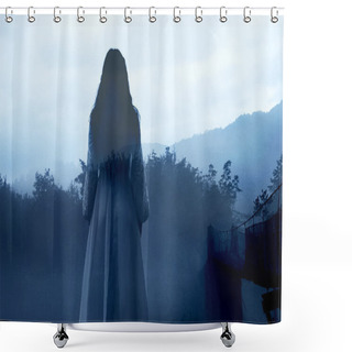 Personality  Mysterious Woman In White Dress Shower Curtains