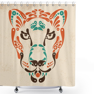 Personality  Panther Tattoo, Symbol Decoration Illustration Shower Curtains