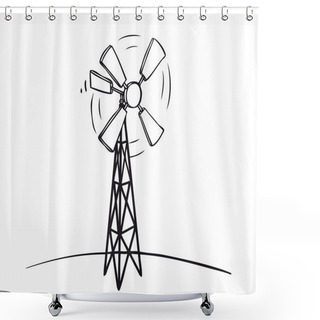 Personality  Old Wind Turbine Shower Curtains