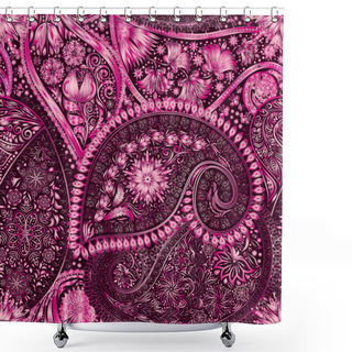 Personality  Paisley Vintage Floral Motif Ethnic Seamless Background.  Shower Curtains